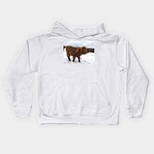 Scottish Highland Cattle Calf 1610 Kids Hoodie